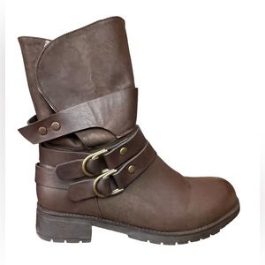 Avenue Brown Combat & Moto Boots
